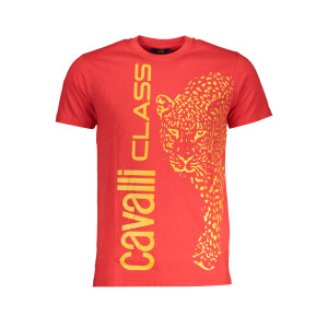 CAVALLI CLASS Ανδρικό Κόκκινο T-shirt με print λογότυπο