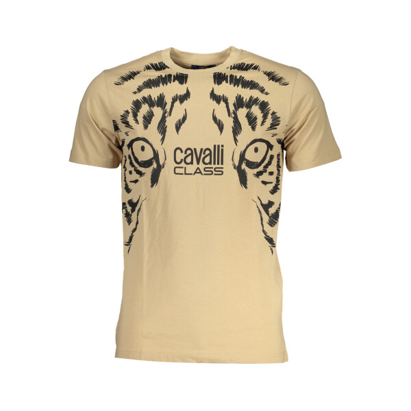 Cavalli Class Ανδρικό Μπεζ T-shirt με στρογγυλή λαιμόκοψη και λογότυπο