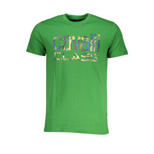 Cavalli Class Ανδρικό Πράσινο T-shirt με κοντά μανίκια και λογότυπο