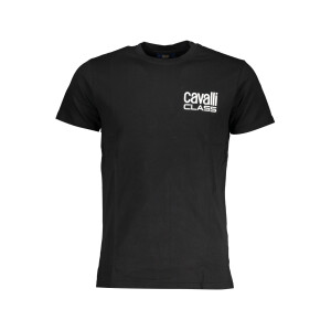 CAVALLI CLASS Ανδρικό Μαύρο T-shirt με κοντά μανίκια και λογότυπο