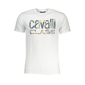 Cavalli Class Ανδρικό Λευκό T-shirt με print λογότυπο