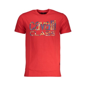 CAVALLI CLASS Ανδρικό Κόκκινο T-shirt με print λογότυπο