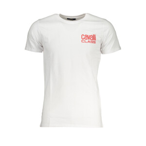 CAVALLI CLASS ανδρικό λευκό T-shirt με κοντά μανίκια και λογότυπο