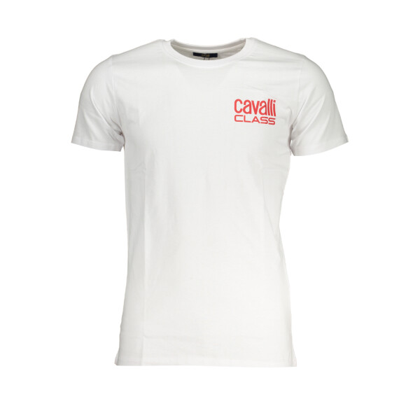 CAVALLI CLASS ανδρικό λευκό T-shirt με κοντά μανίκια και λογότυπο