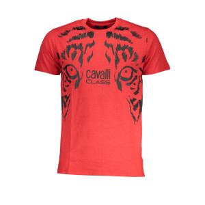 Cavalli Class Ανδρικό Κόκκινο T-shirt με print λογότυπο