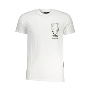 Cavalli Class ανδρικό t-shirt σε λευκό χρώμα με κοντά μανίκια και print λογότυπο