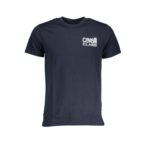 CAVALLI CLASS Ανδρικό Μπλε T-shirt με κοντά μανίκια και λογότυπο
