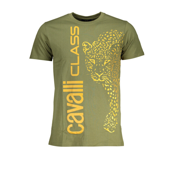 CAVALLI CLASS ανδρικό t-shirt σε πράσινο χρώμα με κοντά μανίκια και λογότυπο