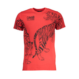 Cavalli Class Ανδρικό Κόκκινο T-shirt με print λογότυπο