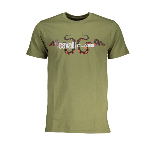 CAVALLI CLASS Ανδρικό Πράσινο T-shirt με print λογότυπο