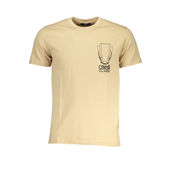 CAVALLI CLASS Ανδρικό Μπεζ T-shirt με στρογγυλή λαιμόκοψη και λογότυπο