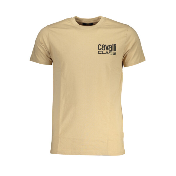 Cavalli Class Ανδρικό Μπεζ T-shirt με κοντά μανίκια και λογότυπο