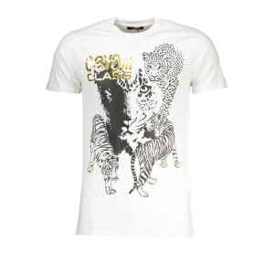 CAVALLI CLASS Ανδρικό Λευκό T-shirt με κοντά μανίκια και λογότυπο