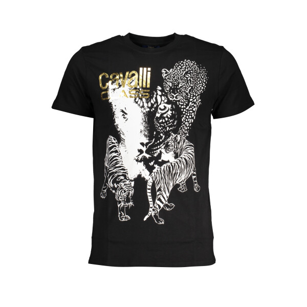 Cavalli Class Ανδρικό Μαύρο T-shirt με print λογότυπο