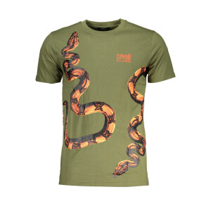 CAVALLI CLASS Ανδρικό Πράσινο T-shirt με κοντά μανίκια και λογότυπο