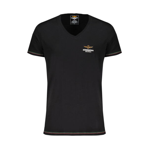 Aeronautica Militare Ανδρικό Μαύρο T-shirt με V λαιμόκοψη και print λογότυπο