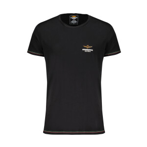 Aeronautica Militare Ανδρικό Μαύρο T-shirt με στρογγυλή λαιμόκοψη και λογότυπο