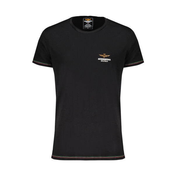 Aeronautica Militare Ανδρικό Μαύρο T-shirt με στρογγυλή λαιμόκοψη και λογότυπο