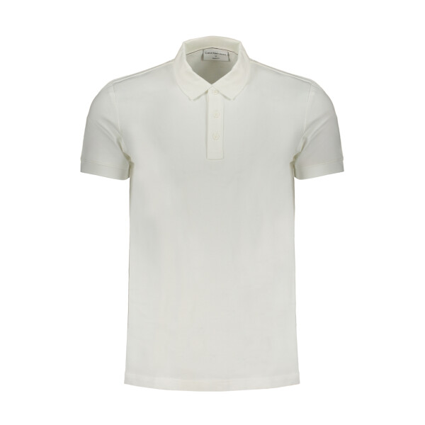 Calvin Klein ανδρική λευκή polo μπλούζα με κοντά μανίκια και λογότυπο