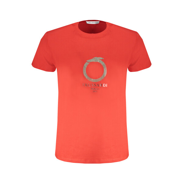 Trussardi ανδρικό κόκκινο t-shirt με κοντά μανίκια και λογότυπο
