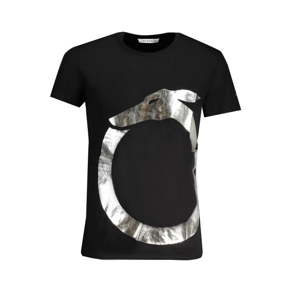 Trussardi ανδρικό μαύρο t-shirt με κοντά μανίκια και λογότυπο