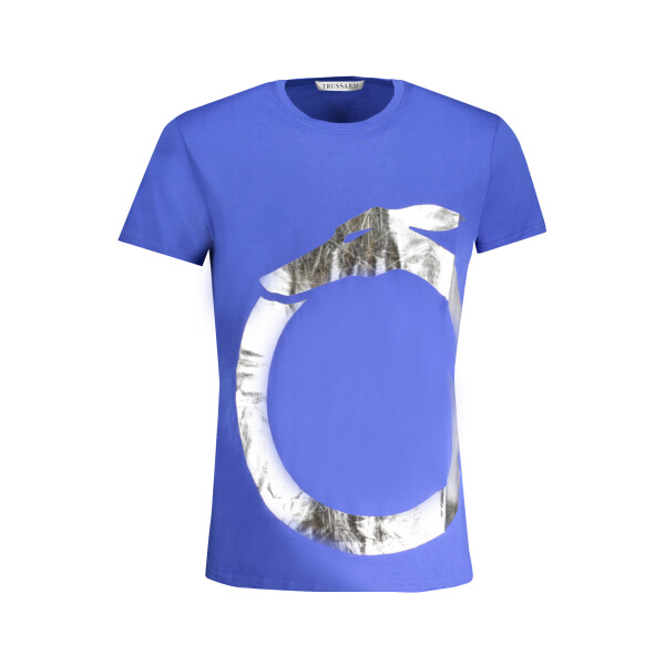 Trussardi ανδρικό t-shirt σε μπλε χρώμα με κοντά μανίκια και λογότυπο