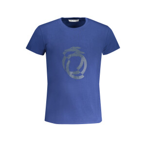 Trussardi ανδρικό μπλε t-shirt με κοντά μανίκια και λογότυπο