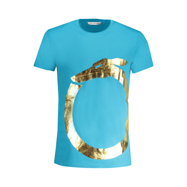 Trussardi ανδρικό μπλε t-shirt με κοντά μανίκια και λογότυπο