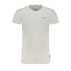 GAUDÌ ανδρικό λευκό T-shirt με στρογγυλή λαιμόκοψη και print λογότυπο