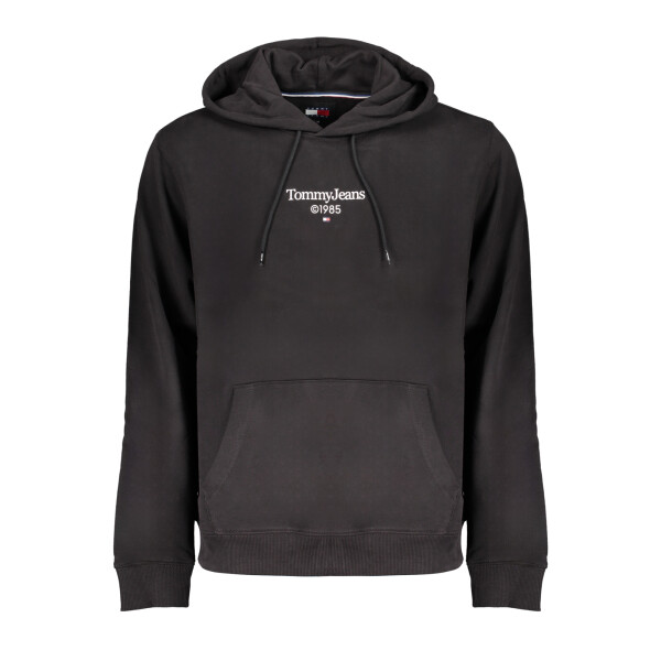 Tommy Hilfiger ανδρικό μαύρο φούτερ με κουκούλα και print λογότυπο