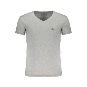 Aeronautica Militare Ανδρικό Γκρι T-shirt με V λαιμόκοψη και print