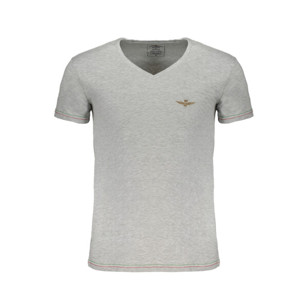 Aeronautica Militare Ανδρικό Γκρι T-shirt με V λαιμόκοψη και print