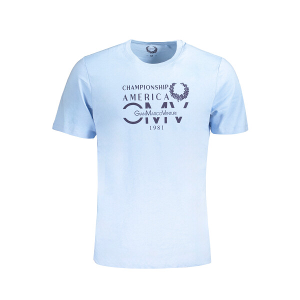 GIAN MARCO VENTURI Ανδρικό Μπλε T-shirt με στρογγυλή λαιμόκοψη και print λογότυπο