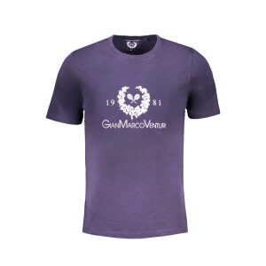 GIAN MARCO VENTURI ανδρικό μπλε t-shirt με στρογγυλή λαιμόκοψη και print λογότυπο