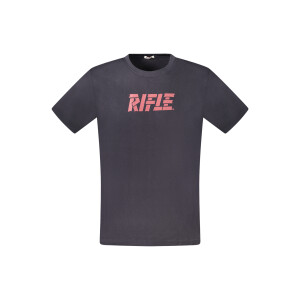 RIFLE Ανδρικό Μπλε T-shirt με στρογγυλή λαιμόκοψη και print λογότυπο