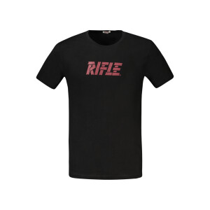 RIFLE Ανδρικό Μαύρο T-Shirt με κοντά μανίκια και λογότυπο