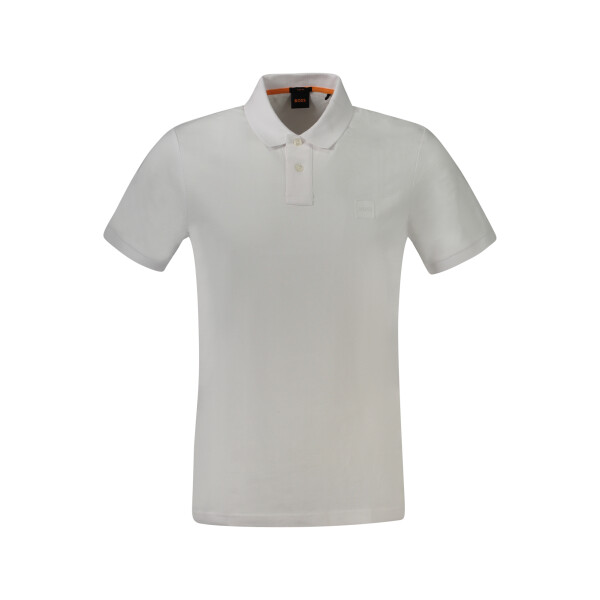 BOSS Ανδρική Λευκή Polo Μπλούζα με κοντά μανίκια και λογότυπο