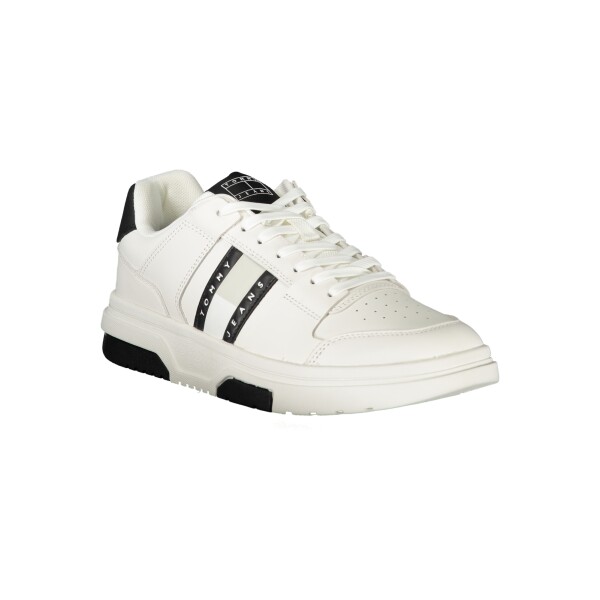 Tommy Hilfiger ανδρικά sneakers σε λευκό χρώμα με μαύρες λεπτομέρειες