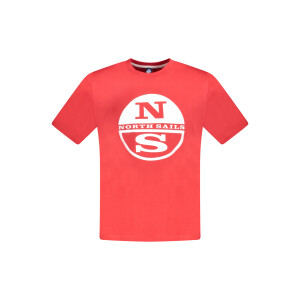 North Sails Ανδρικό Κόκκινο T-shirt με στρογγυλή λαιμόκοψη και λογότυπο