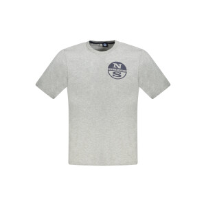 North Sails ανδρικό t-shirt σε γκρι χρώμα με στρογγυλή λαιμόκοψη και print λογότυπο