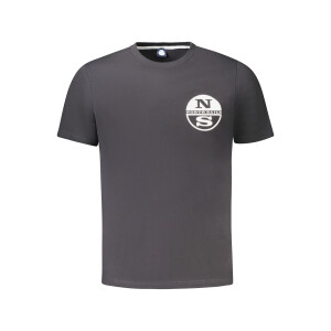 North Sails ανδρικό μαύρο T-shirt με στρογγυλή λαιμόκοψη και print λογότυπο