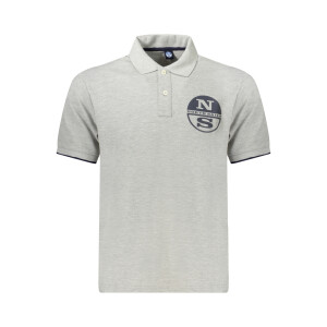 North Sails ανδρική polo μπλούζα σε γκρι χρώμα με κοντά μανίκια και λογότυπο