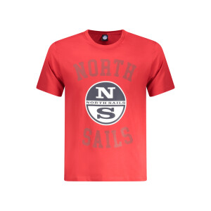 North Sails Ανδρικό Κόκκινο T-shirt με στρογγυλή λαιμόκοψη και λογότυπο