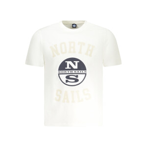 North Sails ανδρικό λευκό t-shirt με στρογγυλή λαιμόκοψη και print λογότυπο