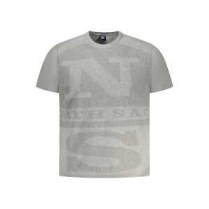 North Sails ανδρικό γκρι t-shirt με στρογγυλή λαιμόκοψη και print λογότυπο