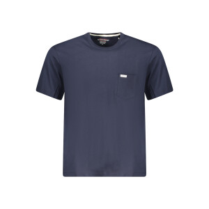 Guess Jeans Ανδρικό Μπλε T-shirt με στρογγυλή λαιμόκοψη και τσέπη