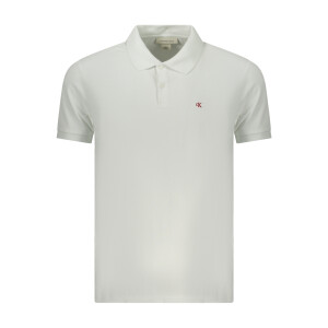 Calvin Klein ανδρική λευκή polo μπλούζα με κοντά μανίκια και κεντημένο λογότυπο