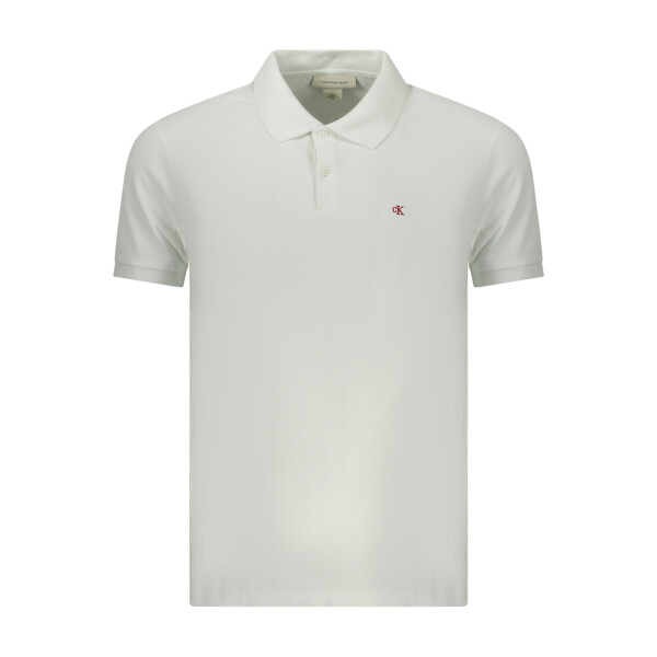 Calvin Klein ανδρική λευκή polo μπλούζα με κοντά μανίκια και κεντημένο λογότυπο