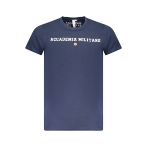 ACCADEMIA MILITARE Ανδρικό Μπλε T-shirt με στρογγυλή λαιμόκοψη και λογότυπο