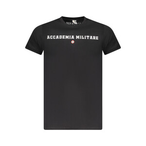 ACCADEMIA MILITARE Ανδρικό Μαύρο T-shirt με κοντά μανίκια και λογότυπο